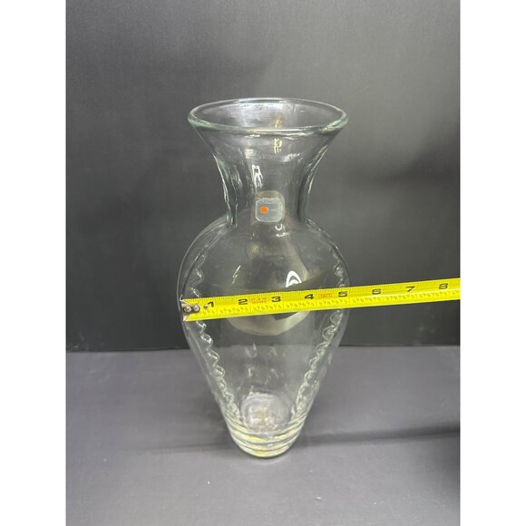 Vintage Blenko Glass Crystal (Clear) 13.5” Tall Vase Ribbed Design W/label - Picture 7 of 7